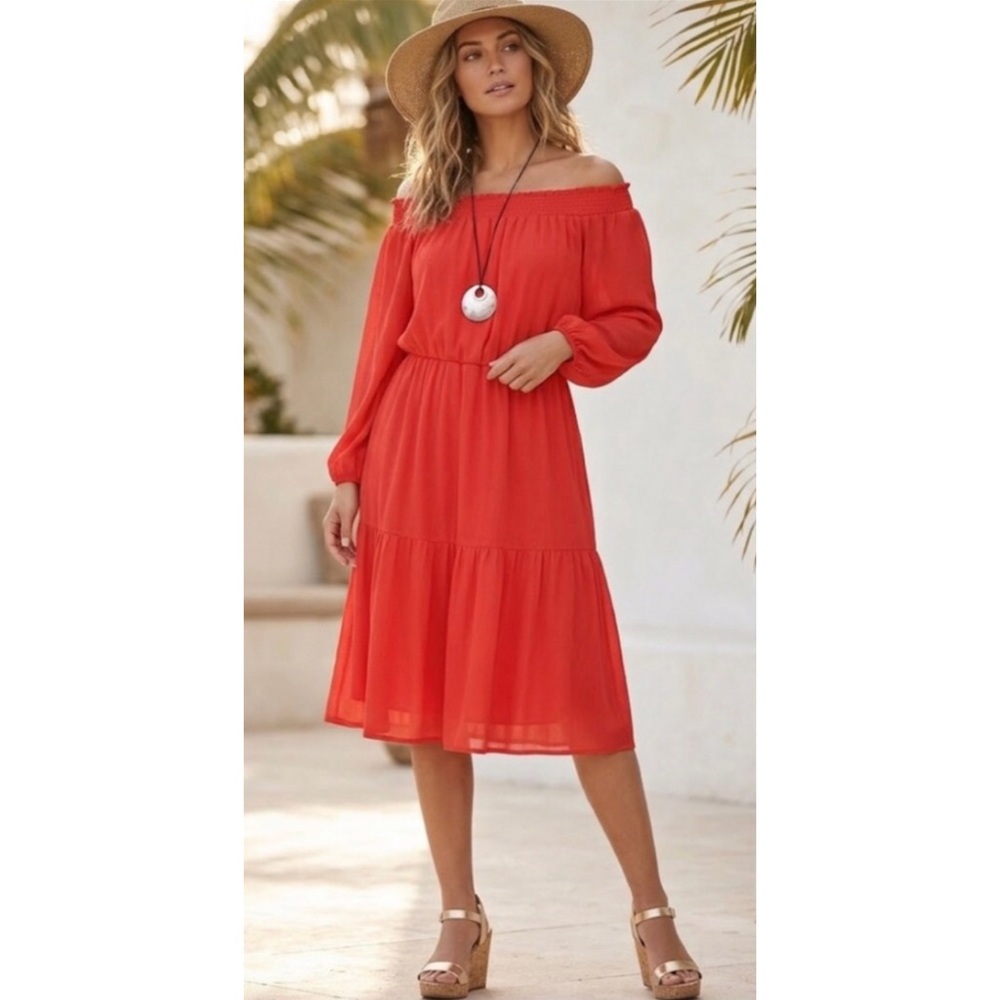 Hope & Harlow Off-Shoulder Peasant Dress NWT